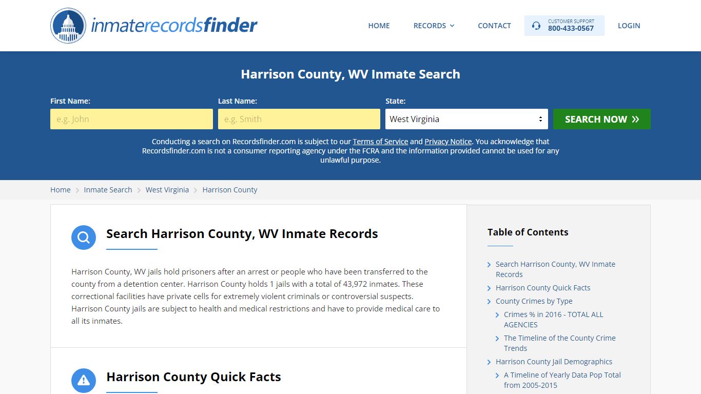 Harrison County, WV Inmate Lookup & Jail Records Online - Recordsfinder.com